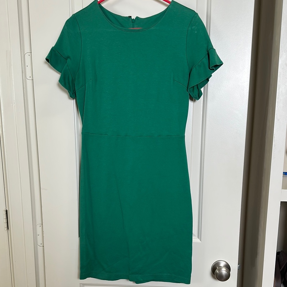 Old Navy Vibrant Green Mini Dress with Ruffle Sleeves